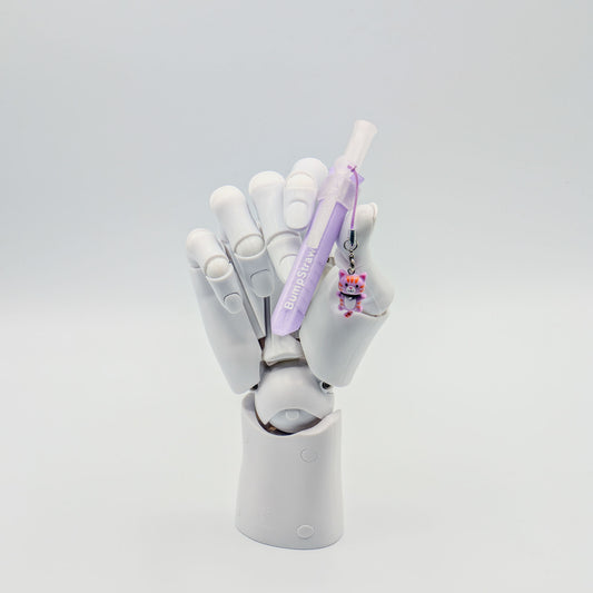 Light purple BumpStraw bump straw powder spoon with cat charm, for cacao