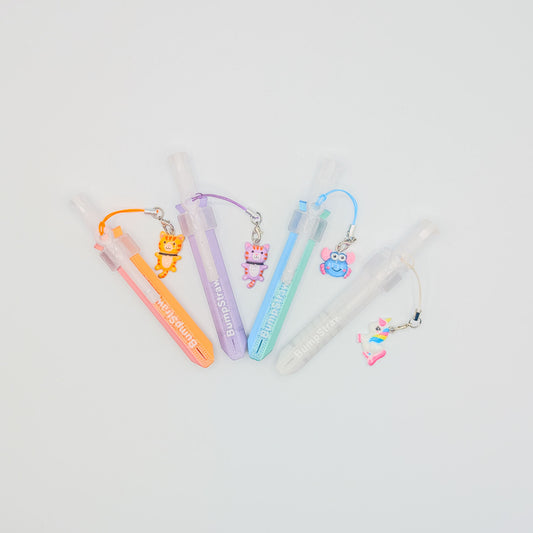 BumpStraw bundle set of powder spoons with charms, includes orange, purple, blue, and clear bump straws for cacao and powders