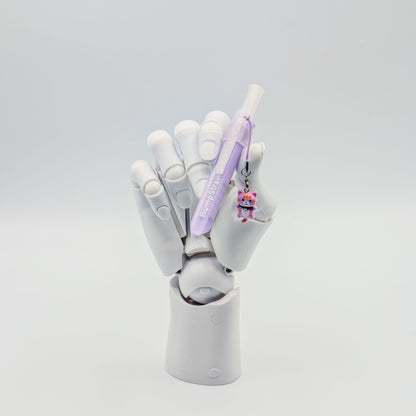Light purple BumpStraw bump straw powder spoon with cat charm, for cacao