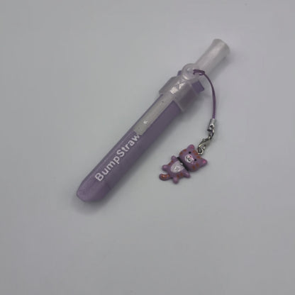 Video of purple BumpStraw powder spoon with cat charm for cacao and powders
